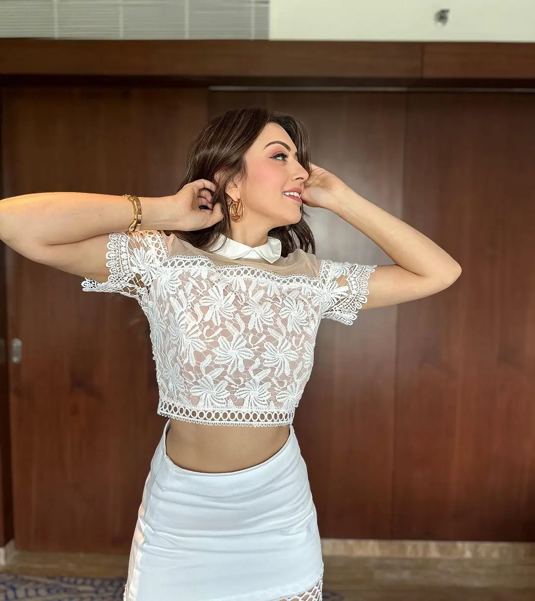 Indian Actress Hansika Motwani Photoshoot in White Lehenga Choli